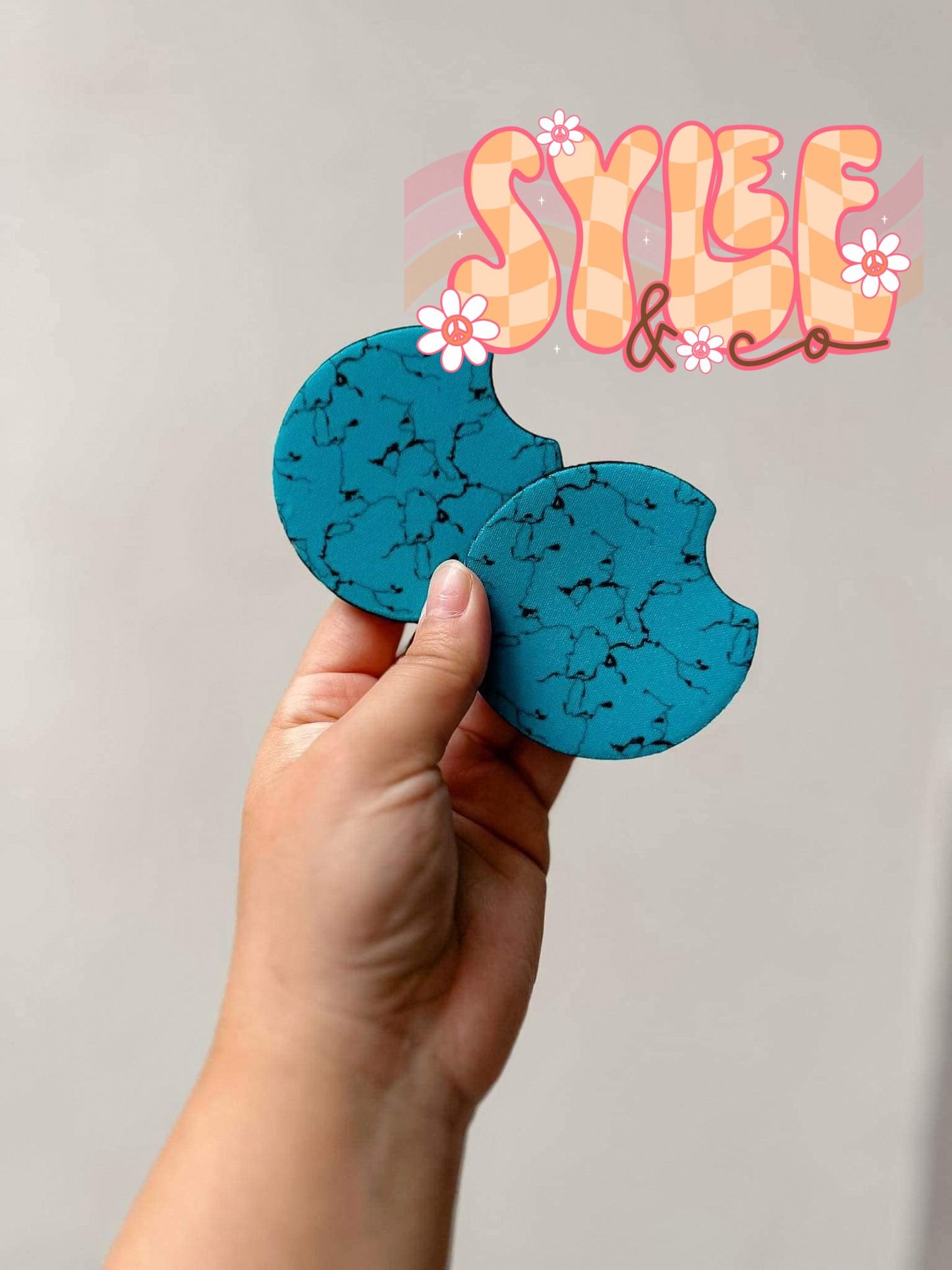 Western Turquoise Car Coasters