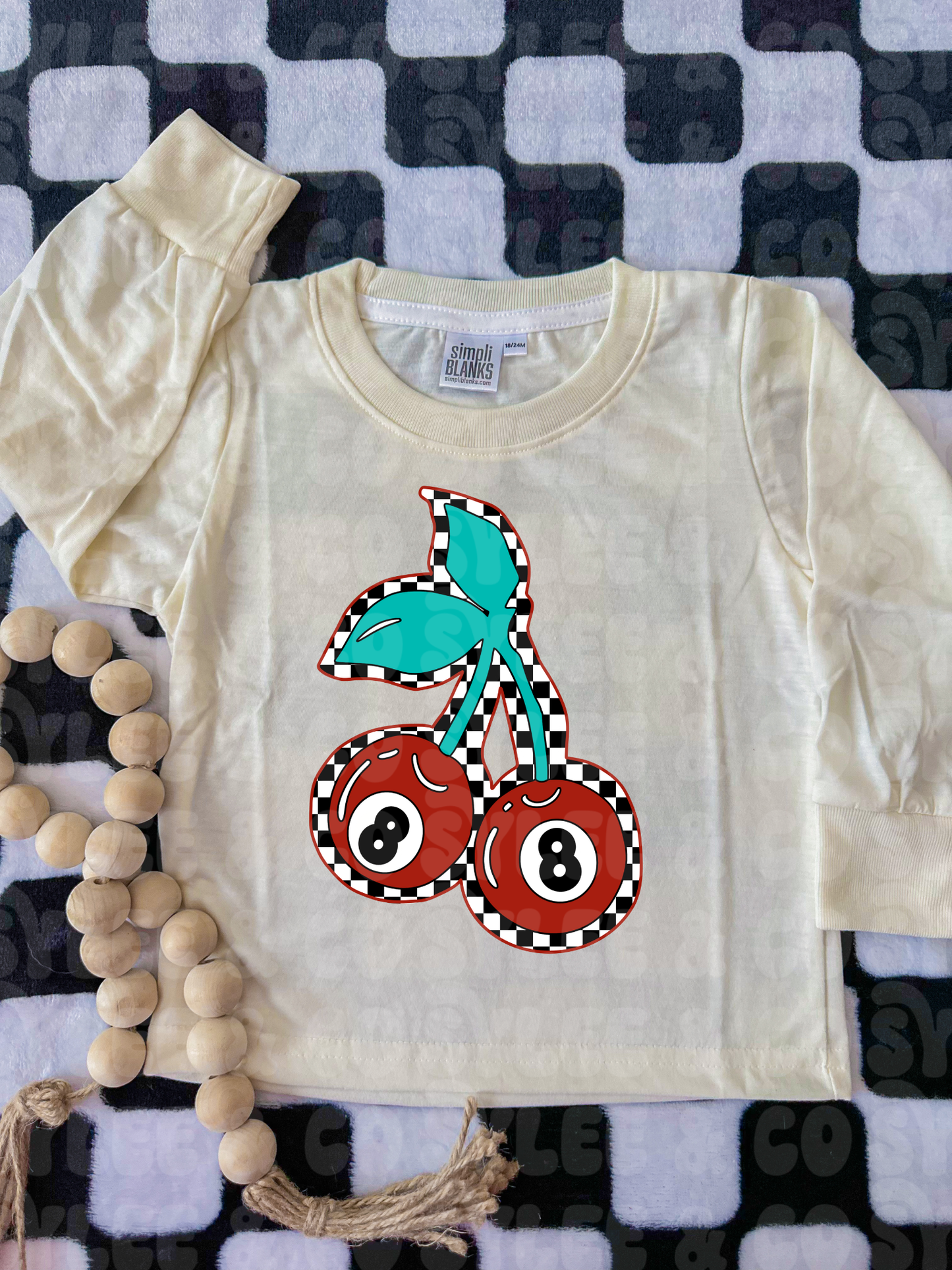 Checkered Cherry 8 Ball Long Sleeve