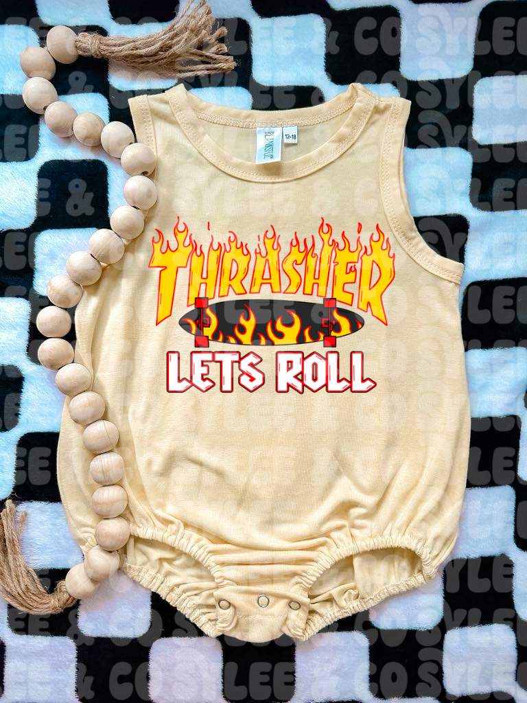 Flame Skateboard Tank Bubble Romper