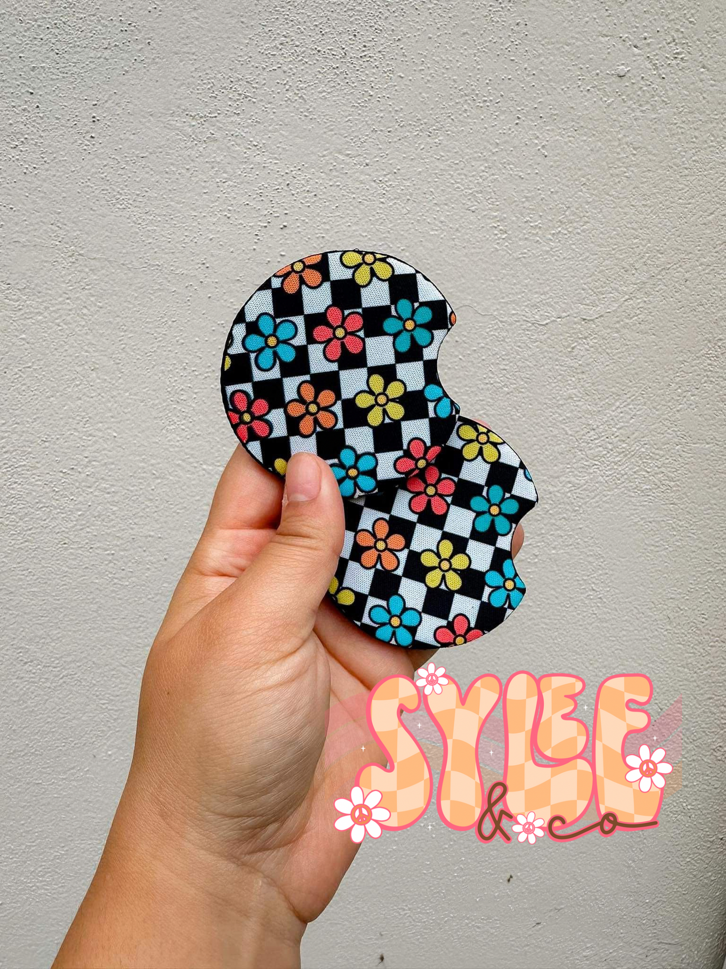 Checkered Floral Coasters