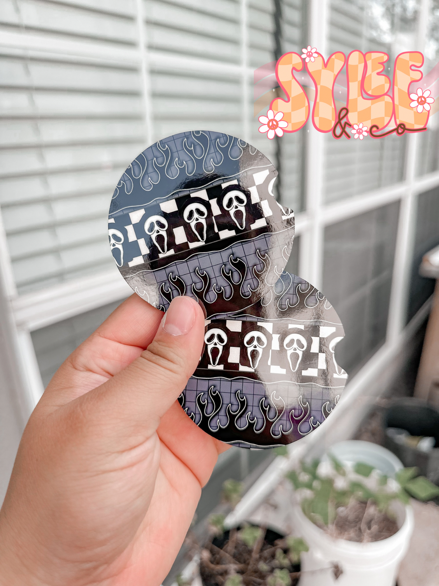 Black flame Spooky Coasters