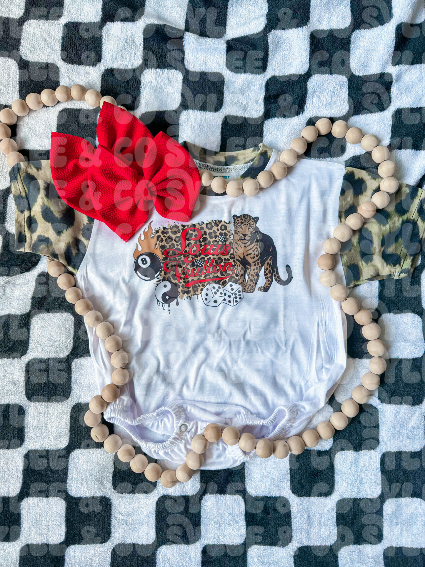 Leopard Sleeve Bubble Romper