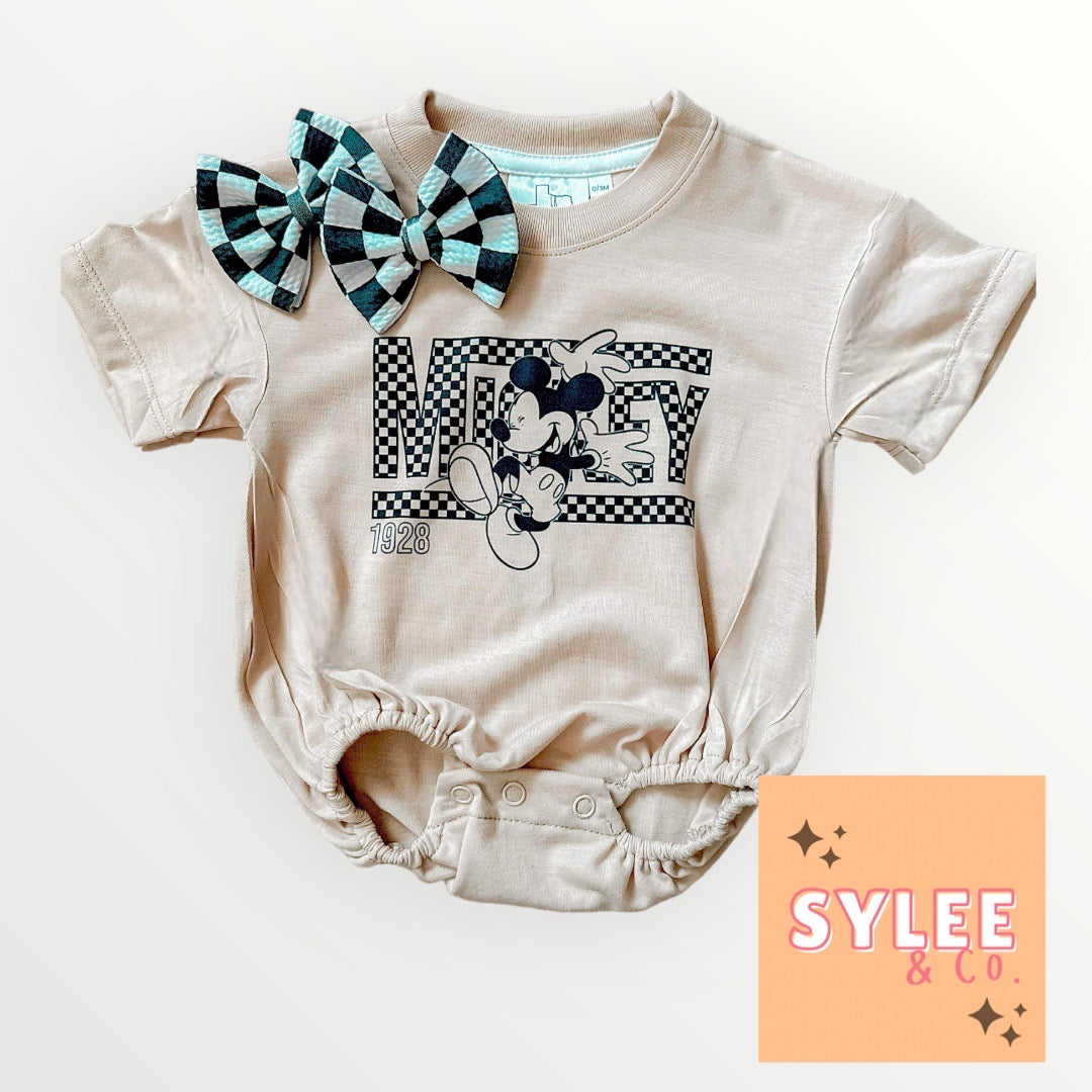Checkered Mouse Bubble Romper