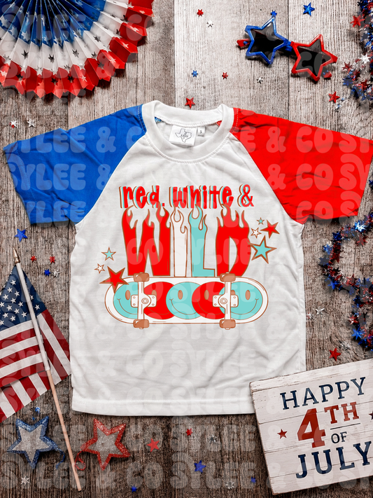 Red, White, & Wild Skateboard  Colorblock Tee