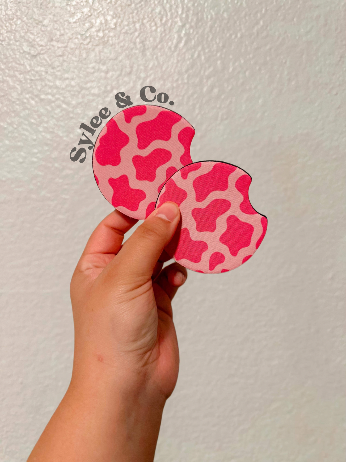 Pink Cow Print Coasters