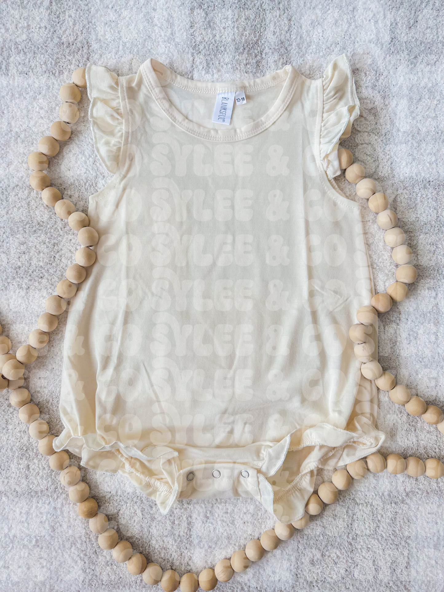 Cream Flutter Romper Mock Up