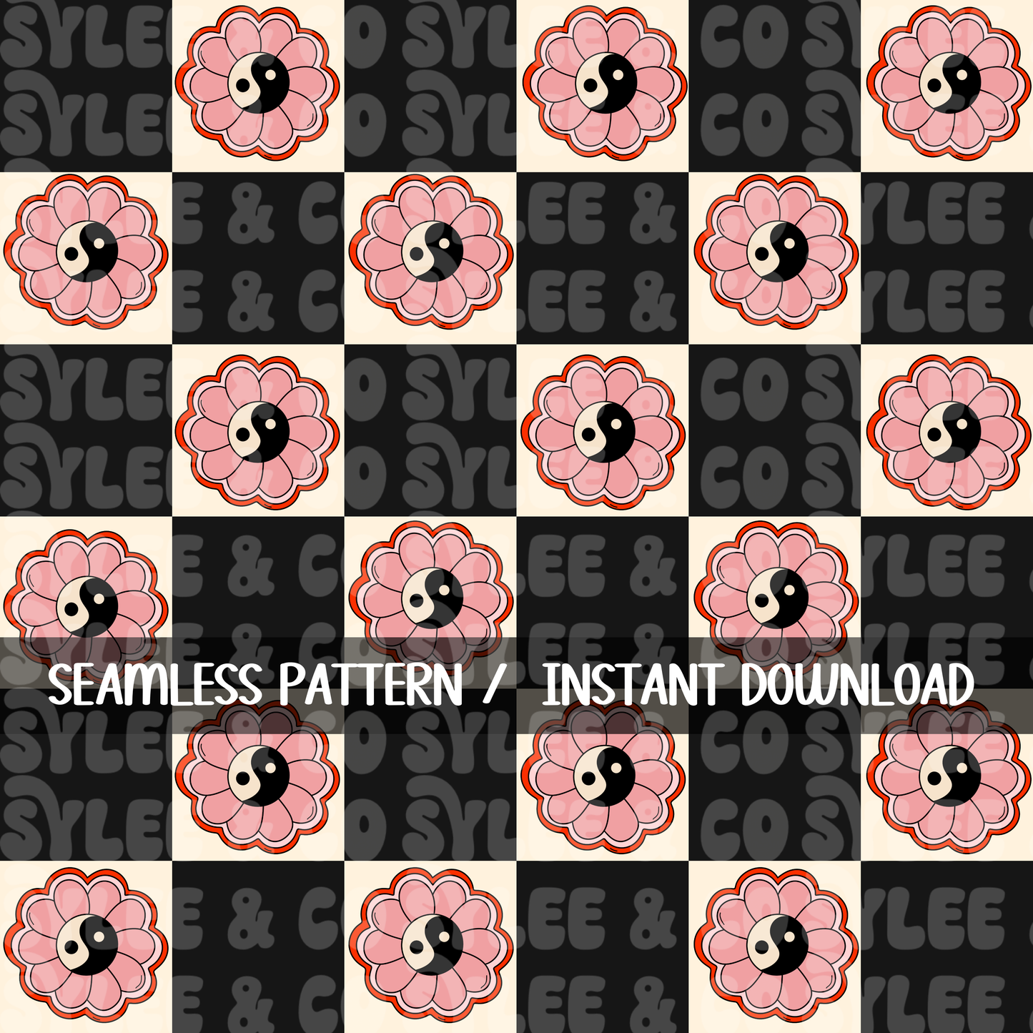 Retro Floral Yin - Yang Seamless File