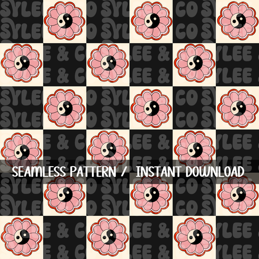 Retro Floral Yin - Yang Seamless File