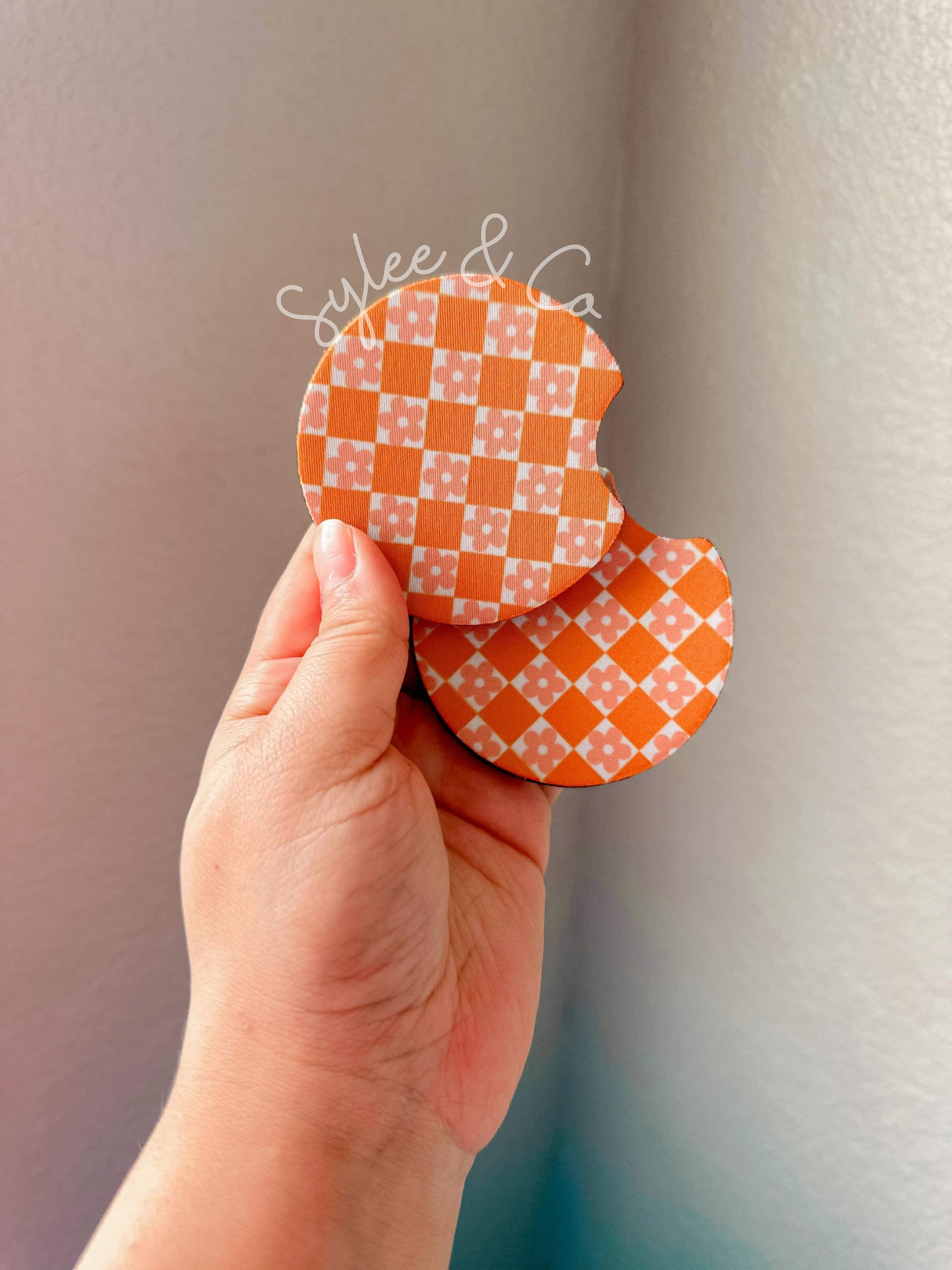 Orange checkered Coasters