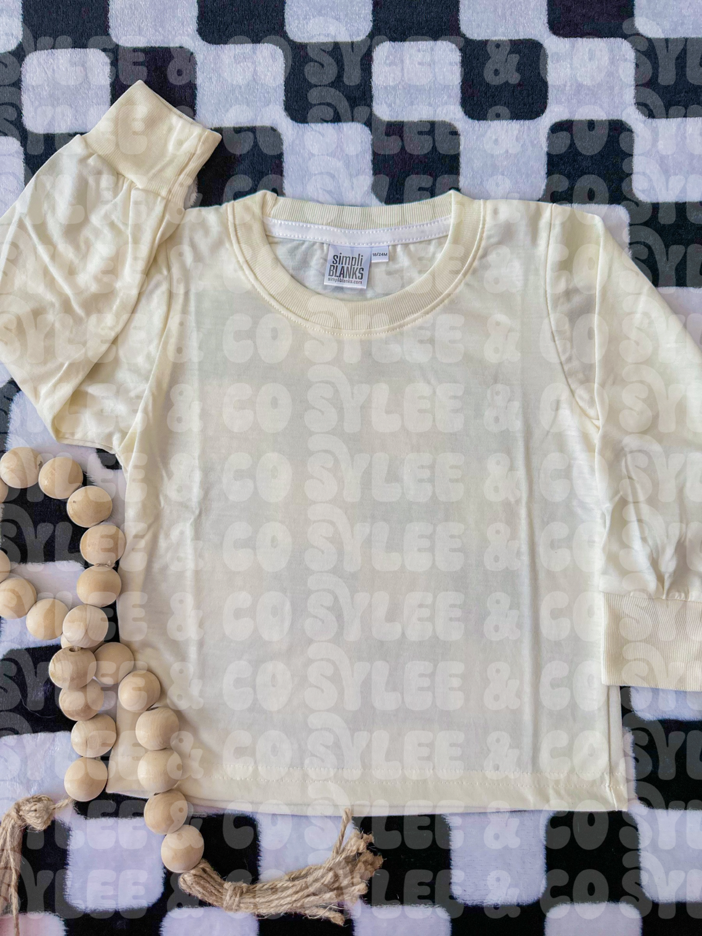 Long Sleeve Cream Tee Mock Up