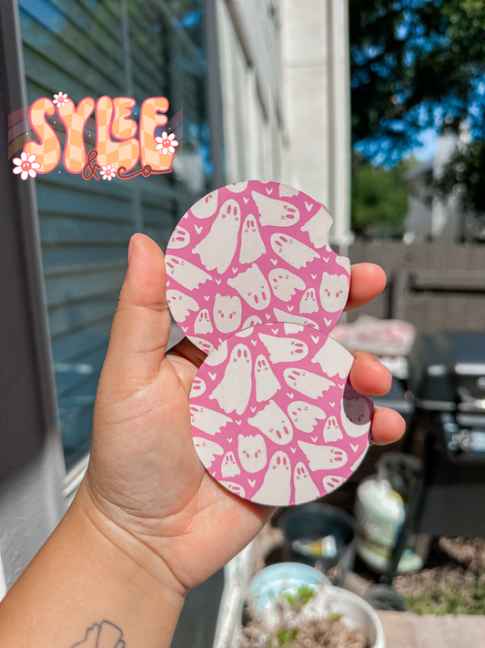 Pink Ghost Car Coasters