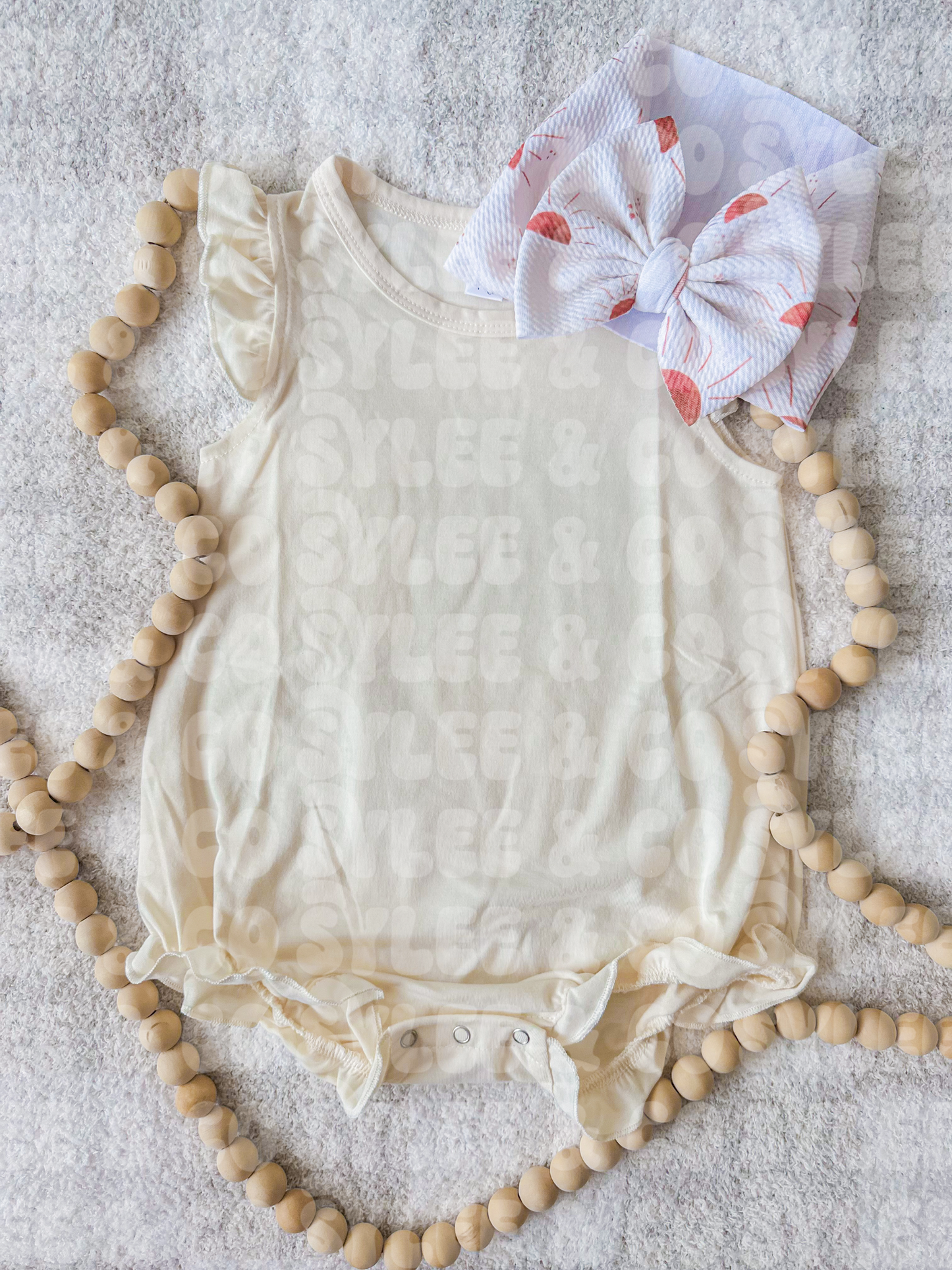 Cream Flutter Romper Mock Up