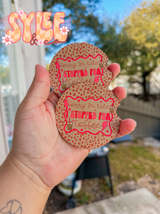 Stopped For Iced Coffee Car Coasters