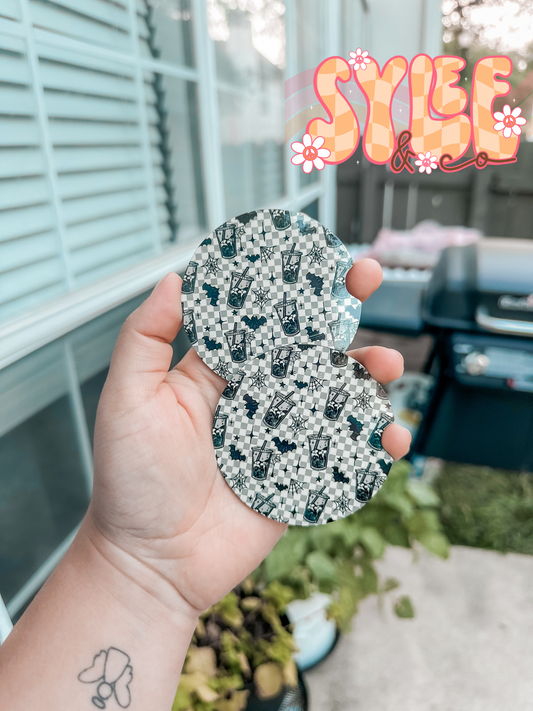 Spooky Iced Coffee Car Coasters