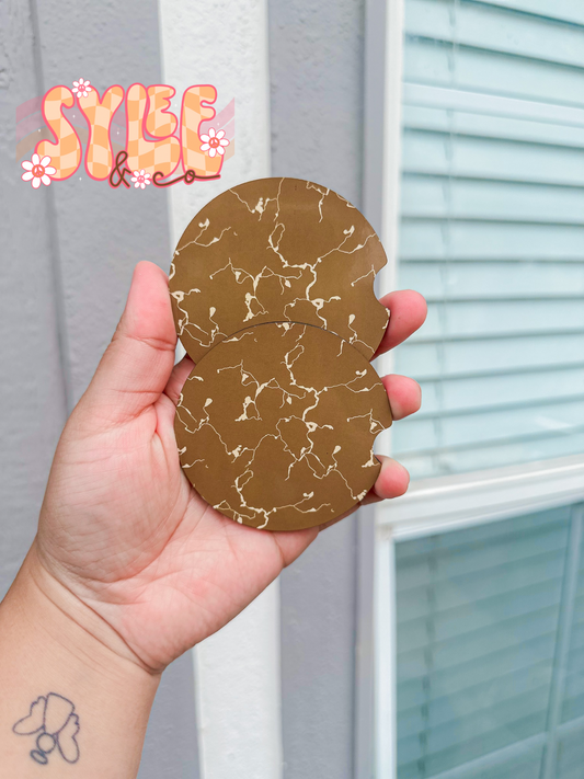 Brown  Turquoise Car Coasters