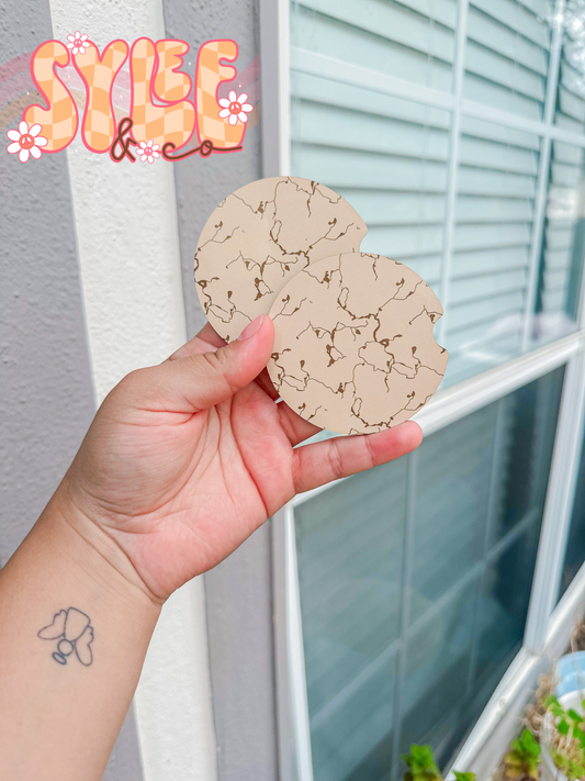 Beige Neutral  Turquoise Car Coasters